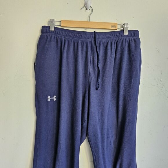 Vintage Under Armour Men’s Fleece Pants XL Navy Elastic Waist Soft. - Picture 3 of 10